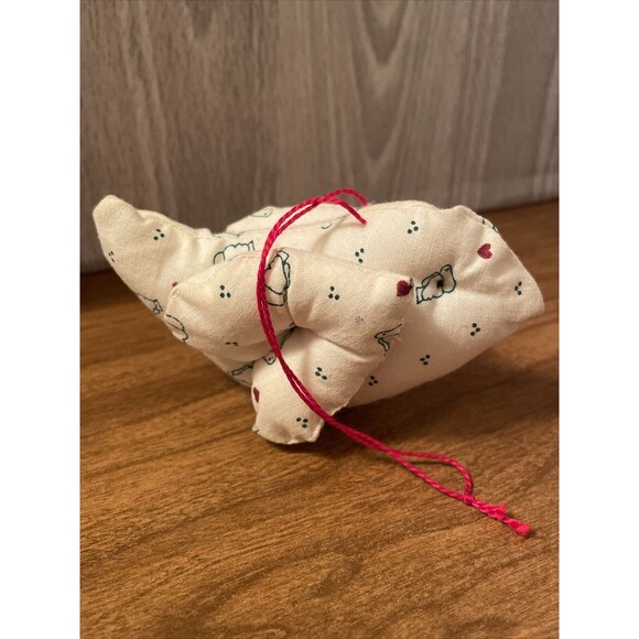 Vintage Handmade Christmas Tree Ornament Bird Dove Plush 1980s White Red - Picture 5 of 9